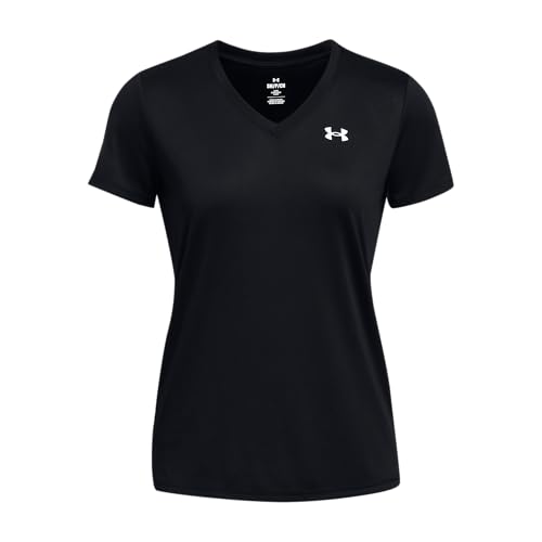 Under Armour Damen Tech SSV- Solid, Trainings-T-Shirt für Damen, kurzärmeliges Funktionsshirt mit V-Ausschnitt für...