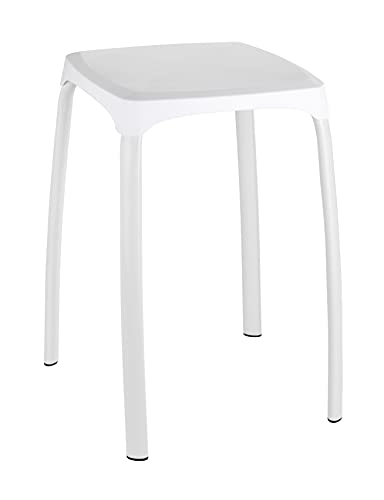 WENKO Badhocker Losani - Sitzhocker, Kunststoff, 28 x 45 x 28 cm, Weiß