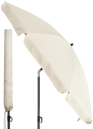 4smile Sonnenschirm SunnyJoy, Ø 180 cm Beige - UPF 50+ Sonnenschirm Strand, Sonnenschirm Balkon - Strandschirm windfest...