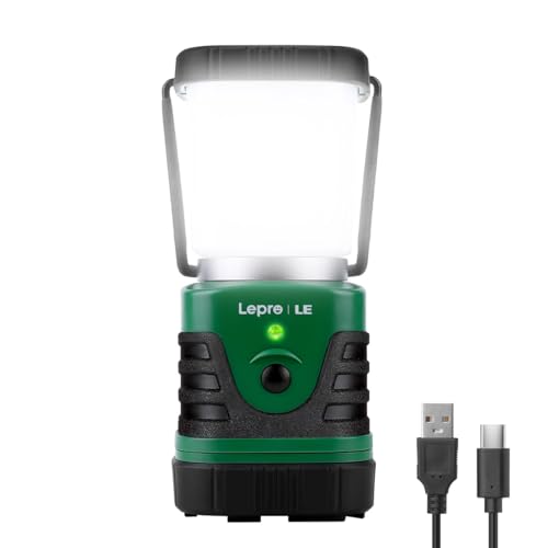 LE LED Campinglampe Tragbar, Superhell wiederaufladbare Suchscheinwerfer mit Bügel und Haken, 4 Helligkeiten Dimmbar,...