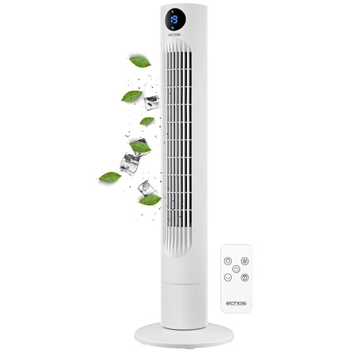 Echos Turmventilator | Ventilator sehr leise | Fernbedienung | Oszillierend | LED-Display | 3 Stufen | Tower Fan |...