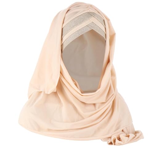 TUDUZ Frauen Eid Al Fitr Farbige Stirn Schal Hut Muslimisches Stirnband Stirnbänder Von Dörfer Set (Beige, One Size)