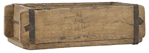 Alte Ziegelform 32x15x9,5 cm - Ein-Kammer - Vintage Holzkiste mit Metallbeschlägen - Echte, benutzte Form aus Indien...
