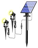 FLOWood Solar Gartenleuchte, 2 in 1 Solarstrahler Solarlampen für Garten, Aluminium-Werkstoffe Wasserdicht LED...