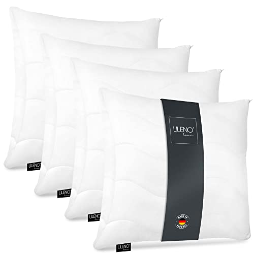 LILENO HOME Kopfkissen 50x50 cm [4er Set] - gestepptes Kissen für Bett und als Dekokissen - Mit Reißverschluss für...