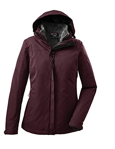 killtec 37948-000 3 In 1 Funktionsjacke Mit Abzippbarer Kapuze Und Einzippbarer Fleecejacke, Weinrot, 44