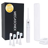 MEGASONEX Ultraschall-Zahnbürste M8 Set - Mit 2 Vibrations-Stufen - zusätzlich inkl. 2x Bürstenköpfe Medium