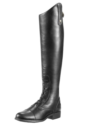 WEHAM Schwarz,39,Reitstiefel für Damen und Herren, Retro-Schnürstiefel aus PU-Leder, lange Reitstiefel für Anfänger