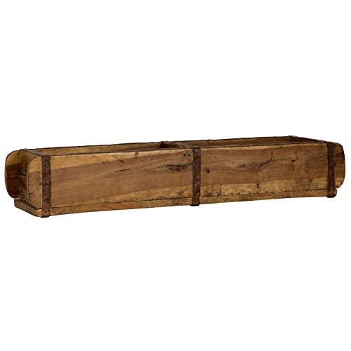 Alte Ziegelform 57x14.5x8.5 Zweikammer - Vintage Holzkiste mit Metallbeschlägen - Echte, benutzte Form aus Indien aus...