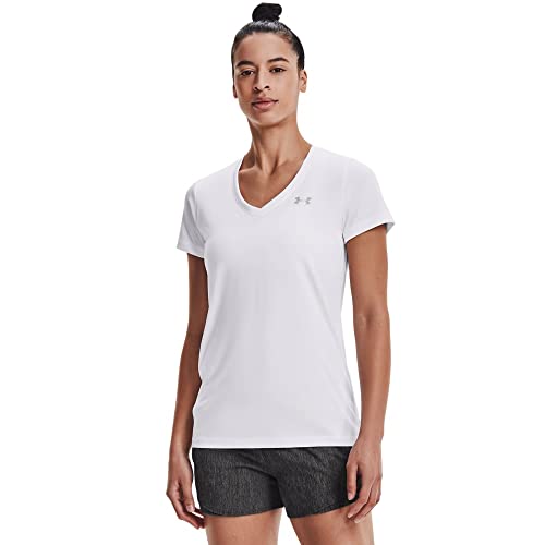 Under Armour Damen Tech Short Sleeve V - Solid, atmungsaktives Laufshirt für Frauen, kurzärmliges Trainingsshirt mit...