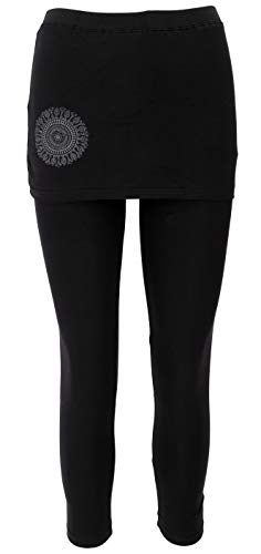 GURU SHOP Yoga-Hose, Leggings mit Minirock Bio BW Yogi, Schwarz, Baumwolle, Size:XL (42)