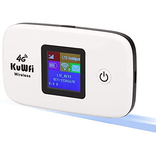 KuWFi Mobiler Router mit SIM-Kartensteckplatz, Entriegelte 150Mbps Auto 4G WiFi Router Reise Router LTE Mobile WiFi...