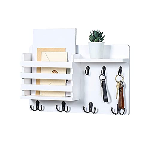Wandregal Schlüsselbrett Holz Schlüsselbrett mit Ablage, Multifunktion Wandorganizer mit Ablage, Wand Aufbewahrungsbox...