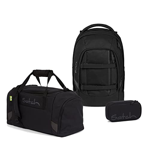 satch Pack Schulrucksack Set 3tlg. mit Sporttasche und Schlamperbox (Blackjack)