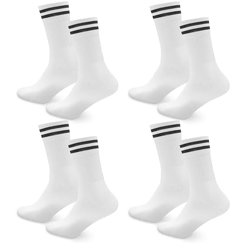 Socken Herren Damen Sportsocken 4 paar Tennissocken Schwarz Lange Baumwollsocken Weiß Laufsocken Arbeitssocken weiss