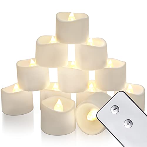 Homemory 12 Stück Teelichter Flackern mit Fernbedienung, Elektrische Batterie LED Kerzen, inklusive Batterien, Deko...