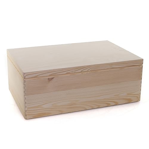 HolzFee Holzkiste 60 x 40 cm Kiste Holz Kiefer große Aufbewahrungsbox mit Deckel