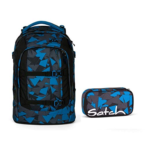 Satch Pack by Ergobag - 2tlg. Set Schulrucksack (+SchlamperBox Etui) - Blue Triangle