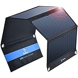 BigBlue 28W Tragbar Solar Ladegerät 2-Port USB(5V/4A insgesamt), IPX4, Solarpanel mit Digital Amperemeter und...