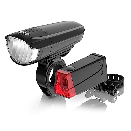 DANSI Fahrradleuchten-Set StVZO I LED-Fahrradlicht I Rad-Licht hell vorne + hinten I Fahrradbeleuchtung umschaltbar...