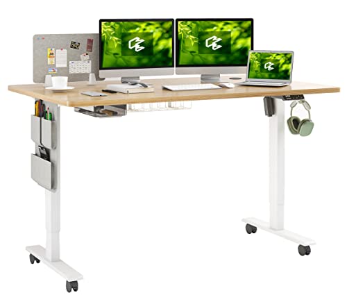 MAIDeSITe Höhenverstellbarer Schreibtisch (140 x 70 cm) Einfache Montage Schreibtisch Höhenverstellbar Elektrisch mit...