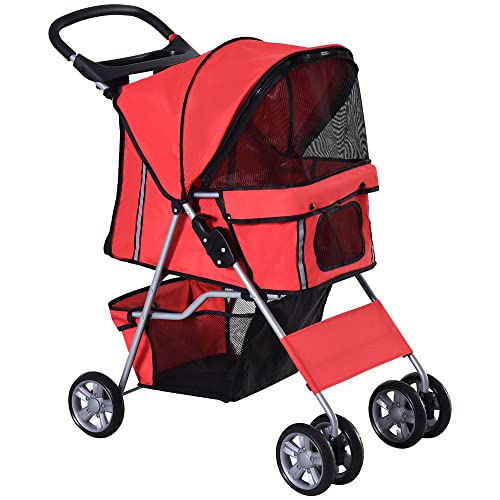 PawHut Hundewagen Hundebuggy Pet Hunde Buggy Stroller Jogger Anhänger Rot