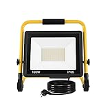 FIVMEN Baustrahler 100W 8500LM LED Strahler Arbeitsleuchte mit Standgestell und 3m Kabel Stecker Baulampe Flutlicht...