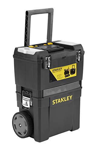 Stanley Rollende Werkstatt (47,3 x 30,2 x 62,7 cm, zwei separat verwendbare Werkzeugboxen, robuster Kunststoff, zwei...