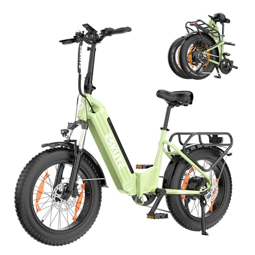 ESKUTE E Bike Star, Klapprad Elektrofahrrad mit 20 Zoll Fat Tire, 65Nm 250W Motor, Aluminium-Leichtbau, Reichweite bis...