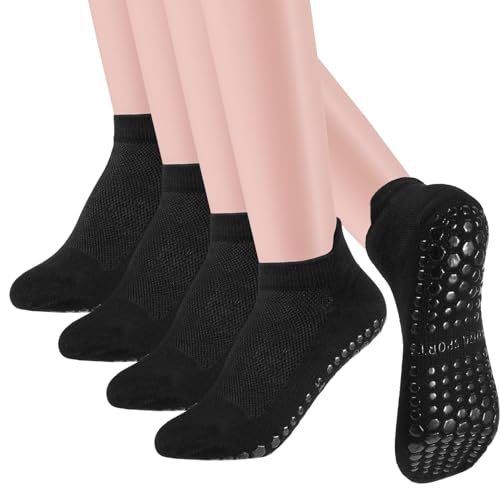 Yamitora 4 Paar Yoga Socken Damen Anti Rutsch Stoppersocken,36-39 Sportsocken,Rutschfeste Pilates Socken,Anti Rutsch...