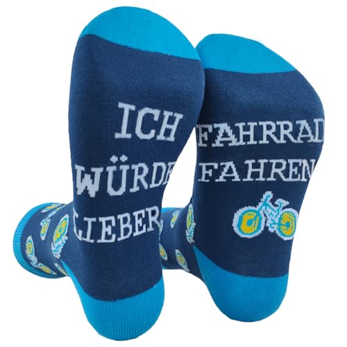 Zemolo Lustige Socken Geschenk für Männer, ICH WÜRDE LIEBER FAHRRAD FAHREN Socken Witzige Socken Lustig Socken...
