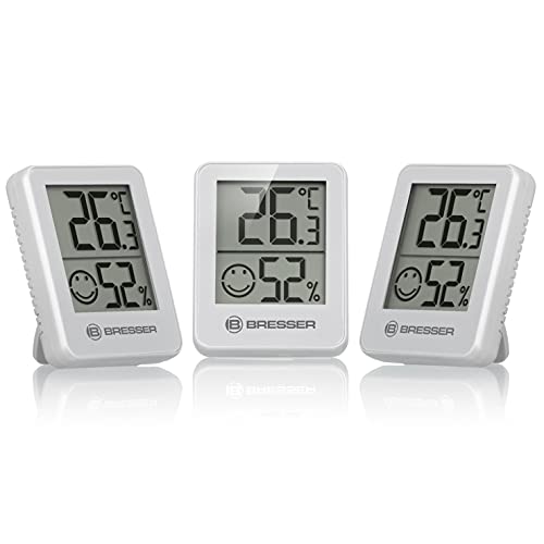 Bresser Thermometer Hygrometer Temeo Hygro Indicator 3er-Set zum Aufstellen oder zur Wandmontage mit...