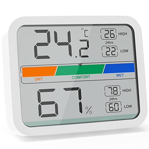 LIORQUE Digitales Thermometer Innen Hygrometer digital Thermo-Hygrometer mit Magnet, MIN/MAX- Aufzeichnungen...