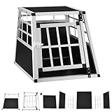 Juskys Alu Hundetransportbox M - 69x54x51 cm - Auto Hundebox robust & pflegeleicht - Gittertür verschließbar -...