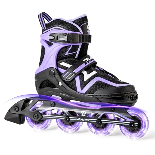 Ruthfot Verstellbare Inline Skates für Kinder Jungen und Mädchen, Leucht-Skates für Kinder von 6-12 Jahren...