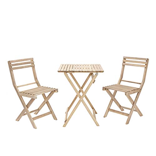 NATERIAL - Gartenmöbel-Set Origami - Balkon Möbel Set klappbar - 1x Tisch 55x55 cm + 2X Gartenstühle - 2 Personen -...