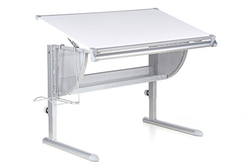 hjh OFFICE 705000 Kinderschreibtisch NENOS weiss silber, neigbare Tischplatte, mitwachsend ideal für Schulkinder, gute...