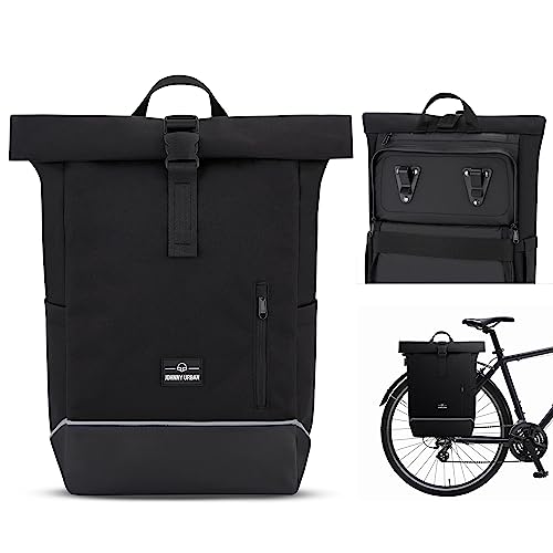 Johnny Urban Fahrradtaschen für Gepäckträger Damen & Herren Schwarz - Robin Medium Bike - 2 in 1 Fahrrad Tasche...