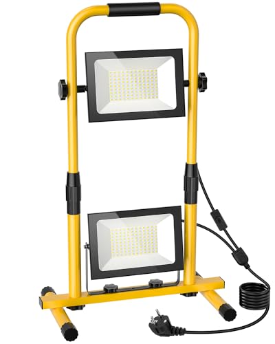 Lightasea LED Baustrahler 200W 20000LM LED Arbeitsleuchte 230v mit H Stand Einstellbar, IP66 Wasserdicht Baustellenlampe...