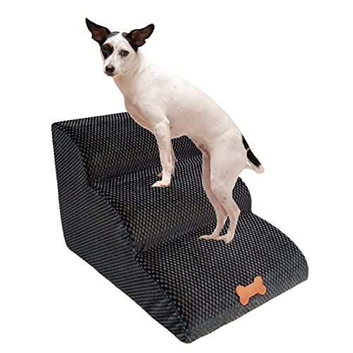 Bounabay® Hundetreppe 3 Stufen, waschbarer Bezug mit Reißverschluss, Hundestufen aus hochdichtem Schwammleiter für...