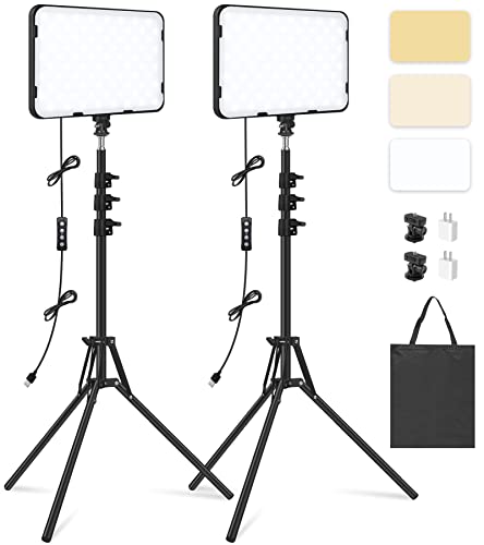 2 Packen LED Videolicht mit 63'' Stativständer, Obeamiu 2500-8500K Dimmbare Licht Fotografie Studiobeleuchtung für...