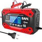 Autobatterie ladegerät EAFC 10A Smart Vollautomatisches Autobatterieladegerät mit Temperaturkompensation für zum...