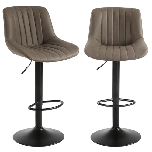 Youhauchair Barhocker 2er Set, Drehbare Barhocker mit Lehne, Barhocker Höhenverstellbar aus PU-Leder, Moderner Barstuhl...