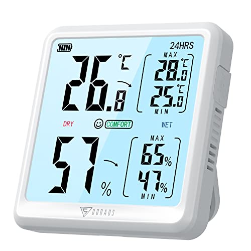 DOQAUS Thermometer Hygrometer Innen, Digitales Thermo-Hygrometer 3.05 Zoll Großem LCD Bildschirm mit Berührbar...
