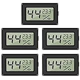 5-Pack LCD Digital Hygrometer Thermometer, Mini Digital Temperaturmesser Feuchtigkeitsmesser für...