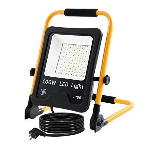 NAIZY LED Baustrahler Arbeitsleuchte 100W 8500LM LED Fluter Floodlight mit 3M Kabel und Wasserdicht IP66 für Innen-und...