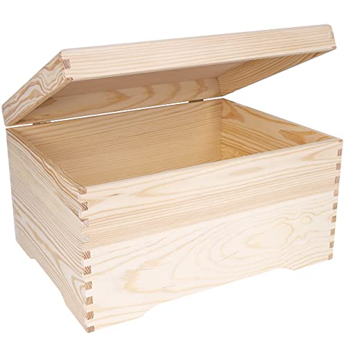 Creative Deco XXL Große Holztruhe Holzkiste mit Deckel | 40 x 30,5 x 24 cm | Erinnerungsbox Holzbox Aufbewahrungsbox...