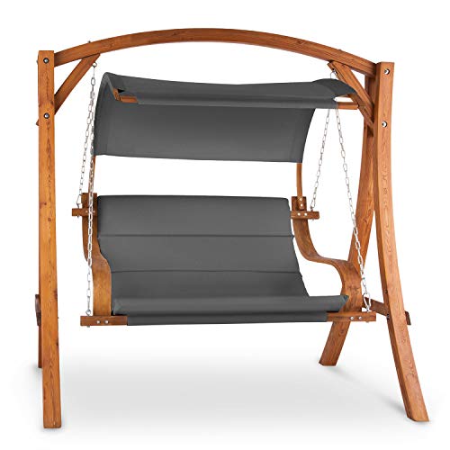blumfeldt Maui Hollywoodschaukel Gartenschaukel - Sitzfläche: 110 cm, 2-Sitzer, inkl. Sonnensegel, Material: Massivholz...