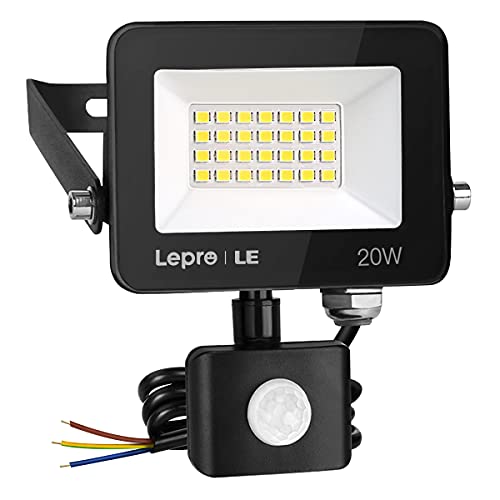 Lepro 20W LED Strahler mit Bewegungsmelder Außen, 1700LM Außenstrahler 5000K Kaltweiß Superhell Scheinwerfer, IP65...