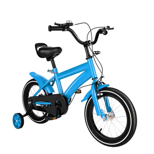 KAUITOPU 14 Zoll Fahrrad, Jungen Mädchen Kinderfahrrad für ab 3-6 Jahre, Ausbildungsfahrzeuge mit Stützräder Höhe...